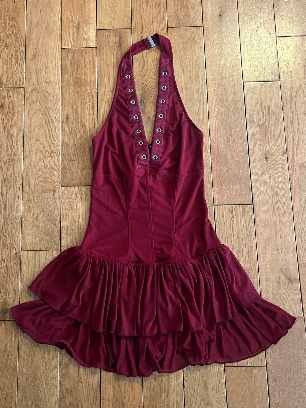 Windsor Red Halter Ruffle Mini Dress - Size Medium